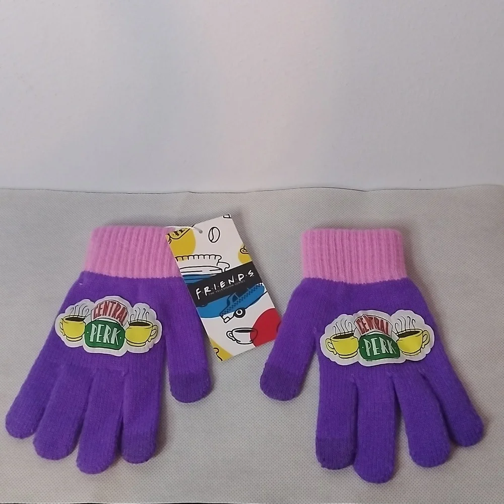 Womens Purple / Pink Friends Touchscreen Compatible Gloves